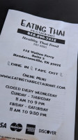 Eating Thai menu