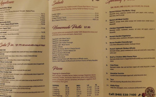 Roma Pizza menu