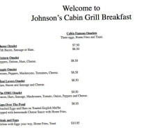 Johnson's Cabin Grill menu