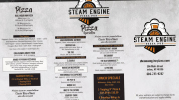Steam Engine Pizza Pub menu