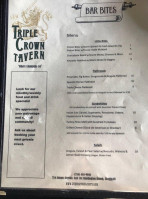 Triple Crown Tavern menu