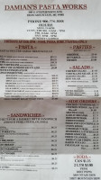 Damian's Pasta Works menu