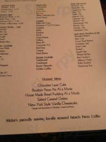 Wilder's Steakhouse menu