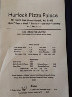 Hurlock Pizza Palace menu