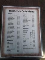 Hitchcock Cafe menu
