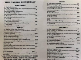 Nakorn Thai menu