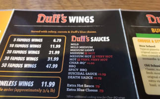 Duff's Famous Wings menu