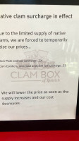Clam Box Of Ipswich menu