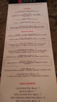 Tomo Restaurant menu