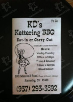 K D's Kettering -b-q menu