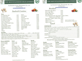 Mountainside Delicatessen menu