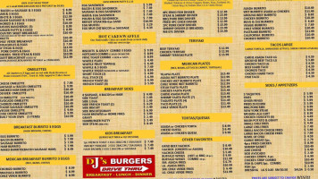 Dj's Burgers menu