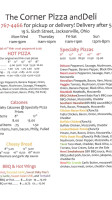 The Corner Pizza And Deli menu