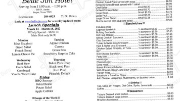 Belle-Jim Hotel menu