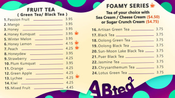 Ab Teahouse menu