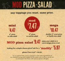 Mod Pizza menu