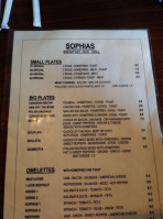 Sophia's menu