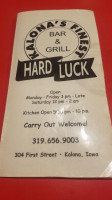 Hard Luck Cafe menu