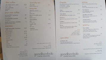 Goodboybob Coffee Roasters menu