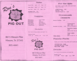 Ron`s Pig Out menu