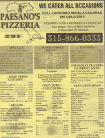 Paesano's Pizzeria menu