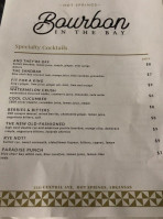 Bourbon In The Bay menu