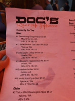 Doc's Riverside Taphouse menu
