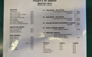 Stelly's menu