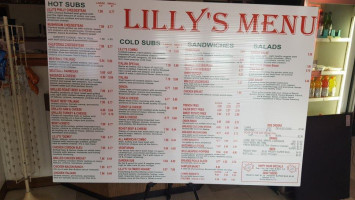 Lilly's Super Subs menu