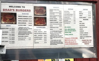 Brad's Burgers menu