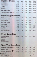 Bean Tree menu