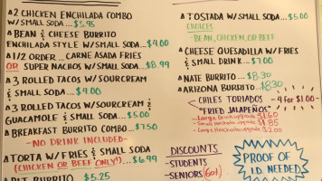 Alfonso’s Mexican Food menu