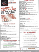 Vida Taco Harbor Point menu
