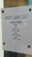 Jokers Are Wild Game Cafe menu