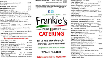 Frankie's Italian Kitchen menu