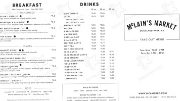 Mclain's Market Overland Park menu