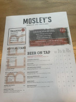 Mosley's Backyard Grill menu