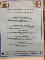 Research Park Deli menu