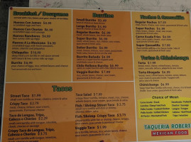 Taqueria Roberto Mexican Food menu