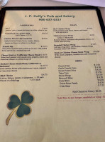 J.p. Kelly's menu