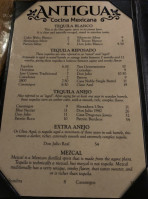 Antigua Cocina Mexicana menu