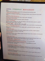 Ayda Ethiopian menu