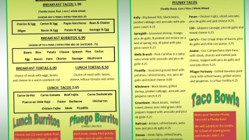 Pflugerville Taco House menu