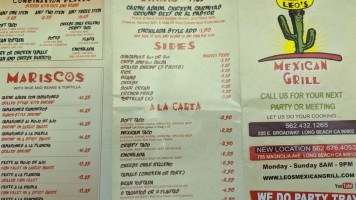 Leo's Mexican Grill menu
