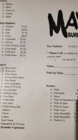 Maya Burrito Co. menu