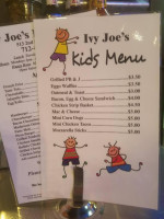 Ivy Joe's Grill menu