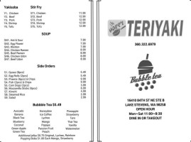 Happy Teriyaki menu