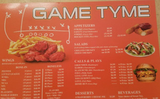 Game Tyme menu