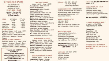 Cristiano's Pizza menu