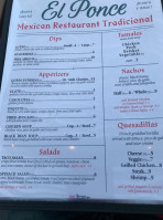El Azteca 15 menu